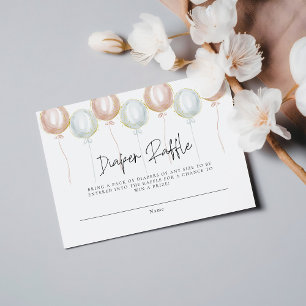 Diaper Raffle Balloon Gender Reveal Baby Shower Enclosure Card