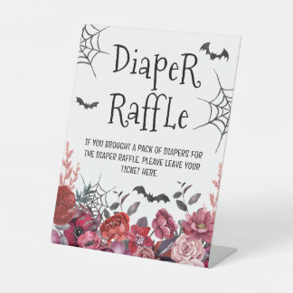 Diaper Raffle Bats Halloween Baby Shower Pedestal Sign