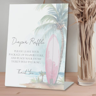 Diaper Raffle Beach Baby Shower Pedestal Sign
