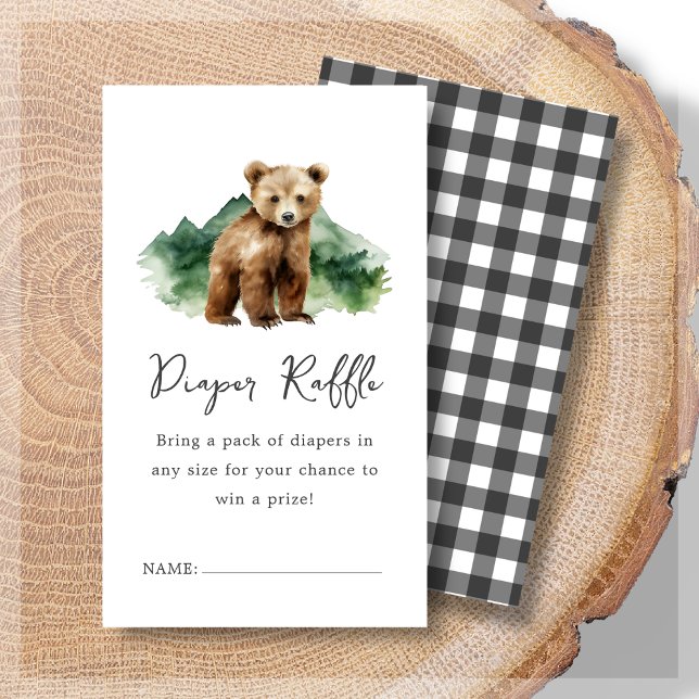 Diaper Raffle | Bear Cub Baby Shower  Enclosure Card (Creator Uploaded)