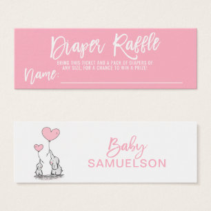 DIAPER RAFFLE Billet Pink Elephant Baby shower
