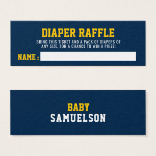 DIAPER RAFFLE Billet Sport Blue Jaune Baby shower