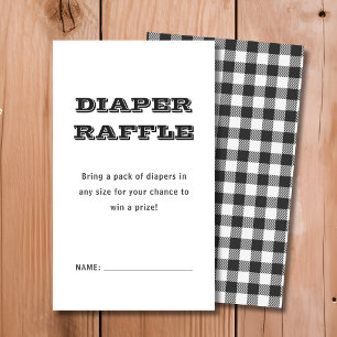 Diaper Raffle Black Plaid Baby Shower Enclosure Card