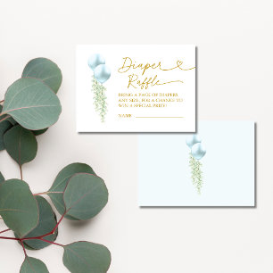 Diaper Raffle Blue Balloon Baby Shower Ticket Enclosure Card
