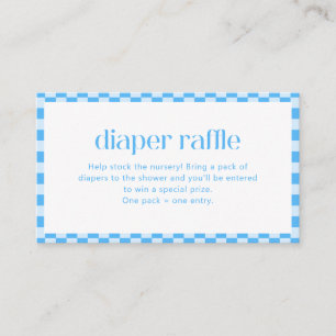 Diaper Raffle Blue Chequered Retro Baby Boy Shower Enclosure Card
