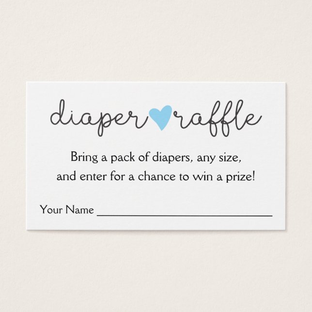 Diaper Raffle Blue Heart Boy Baby Shower (Front)