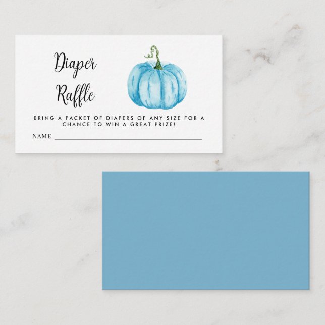 Diaper Raffle Blue Pumpkin   Enclosure Card (Front/Back)