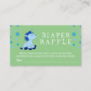 Diaper Raffle Blue Unicorn Baby Boy Enclosure Card