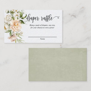 Diaper Raffle Blush Rose Sage Green Baby Shower Enclosure Card