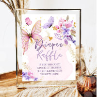 Diaper Raffle Butterfly Floral Garden Baby Shower