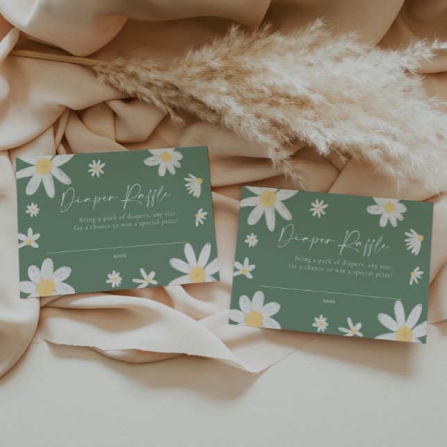 Diaper Raffle Card Daisy Sage Green (Creator Uploaded)