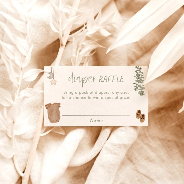 Diaper Raffle Card, Sage Green Neutral Baby Shower Enclosure Card (Creator Uploaded)