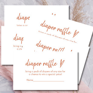 Diaper Raffle Cards Modern Boho Heart Terracotta