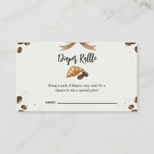 Diaper Raffle Coffee Croissant Bakery baby shower Enclosure Card