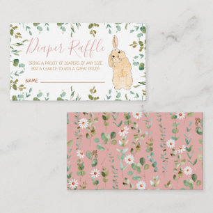 Diaper Raffle Cute Little Bunny Baby Shower  Enclosure Card
