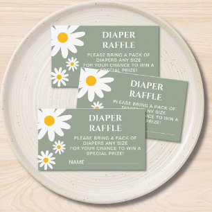 Diaper Raffle Daisy Sage Green Enclosure Card