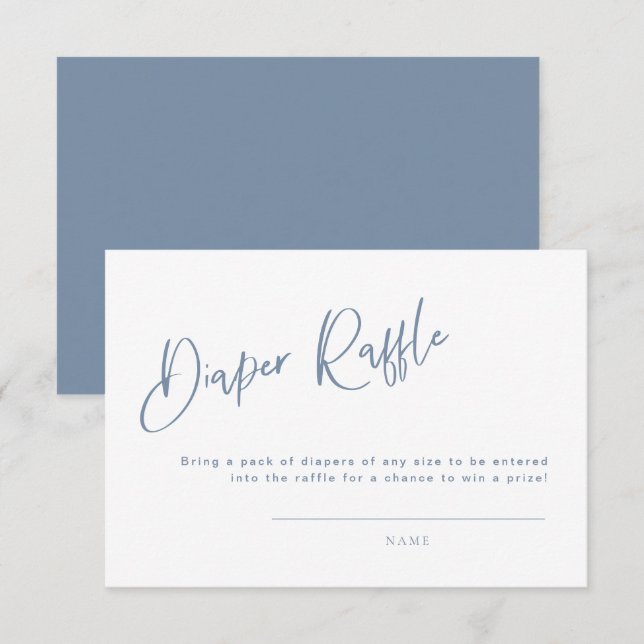 Diaper Raffle Denim/ Dusty Blue Bohemian  Enclosure Card (Front/Back)
