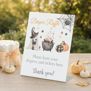 Diaper Raffle Drop Off Halloween Gender Reveal Pedestal Sign