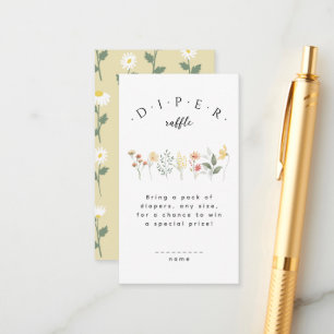 Diaper Raffle Elegant Beige Floral Baby Shower Enclosure Card