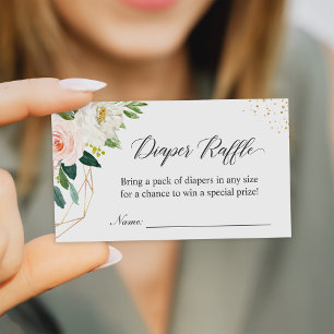 Diaper Raffle Elegant Blush Floral Baby Shower Enclosure Card