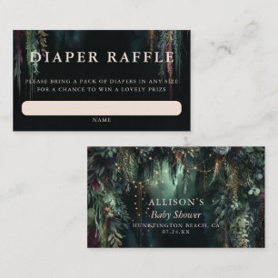 Diaper Raffle Enchanted Forest Roses Baby Shower Enclosure Card