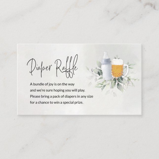 Diaper Raffle Enclosure Card Baby is Brewing Blue (Front)