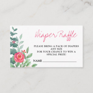 Diaper Raffle Eucalyptus Floral Baby Shower  Enclosure Card