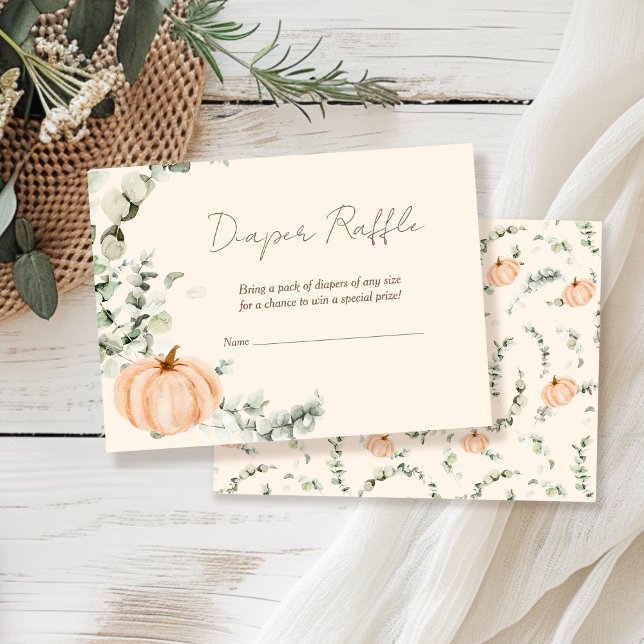 Diaper Raffle Fall Little Pumpkin Baby Shower Enclosure Card (Creator Uploaded)