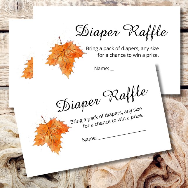 Diaper Raffle Fall Orange Rustic Brown Leaves Enclosure Card (Creator Uploaded)