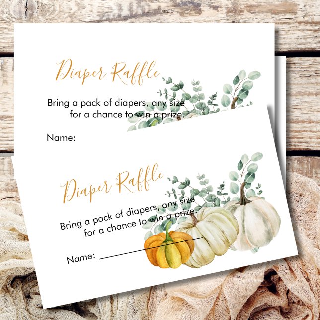 Diaper Raffle Fall Pumpkin Orange Greenery Enclosure Card (Creator Uploaded)