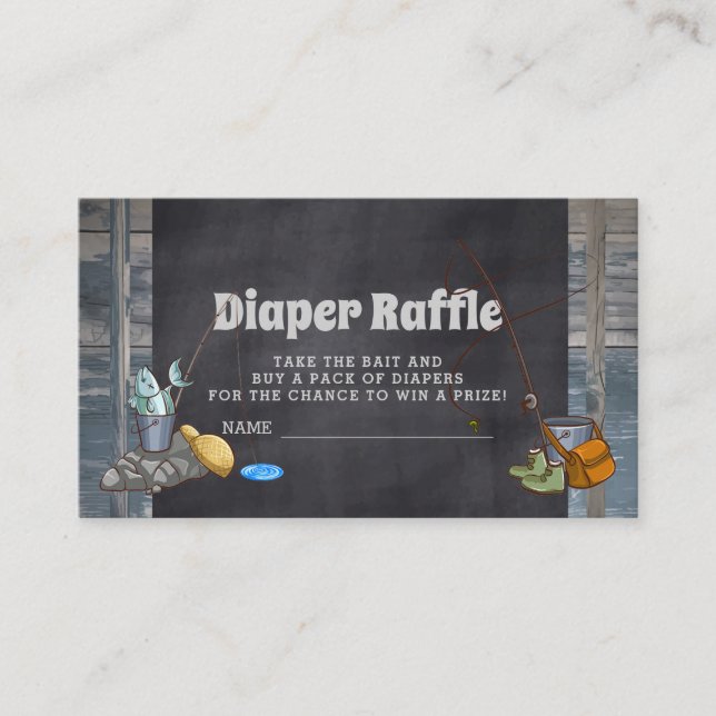 Diaper Raffle Fishing Boy Baby Shower Insert Cards (Front)