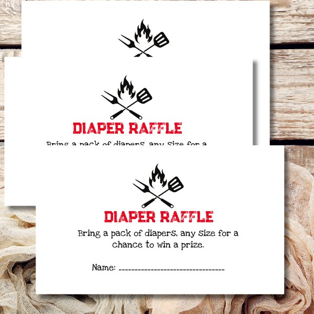 Diaper raffle game BBQ rustic baby shower theme  Enclosure Card (Creator Uploaded)