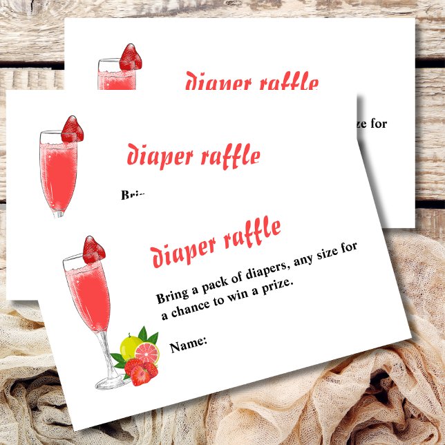 Diaper raffle game brunch bubbly baby shower enclosure card (Creator Uploaded)