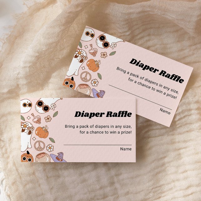 Diaper Raffle Groovy Halloween Ghost Baby Shower Enclosure Card (Creator Uploaded)