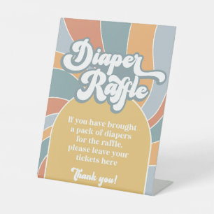 Diaper Raffle Groovy Retro Sunshine Pedestal Sign