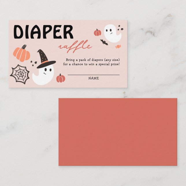 Diaper Raffle Halloween Modern Cute Baby Shower Enclosure Card (Front/Back)