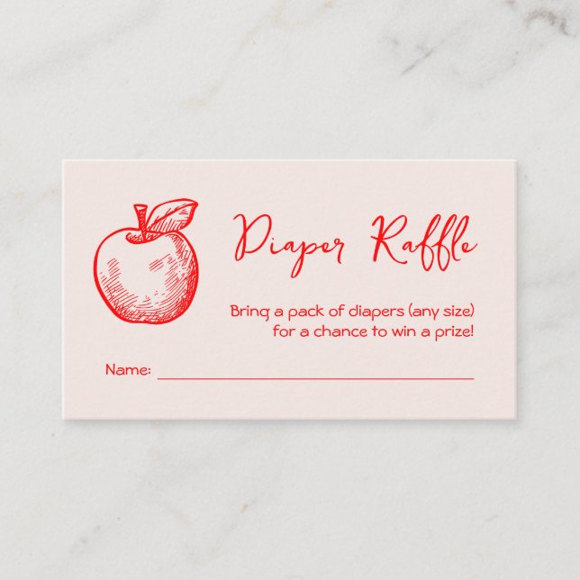 Diaper Raffle Hand Drawn Apple Fall Baby Shower Enclosure Card (Front)