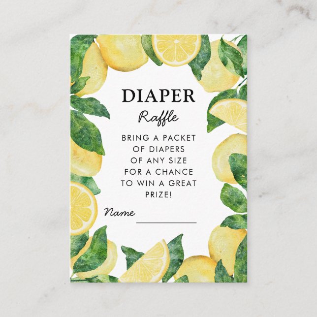 Diaper Raffle Lemon Baby Shower  Enclosure Card (Front)