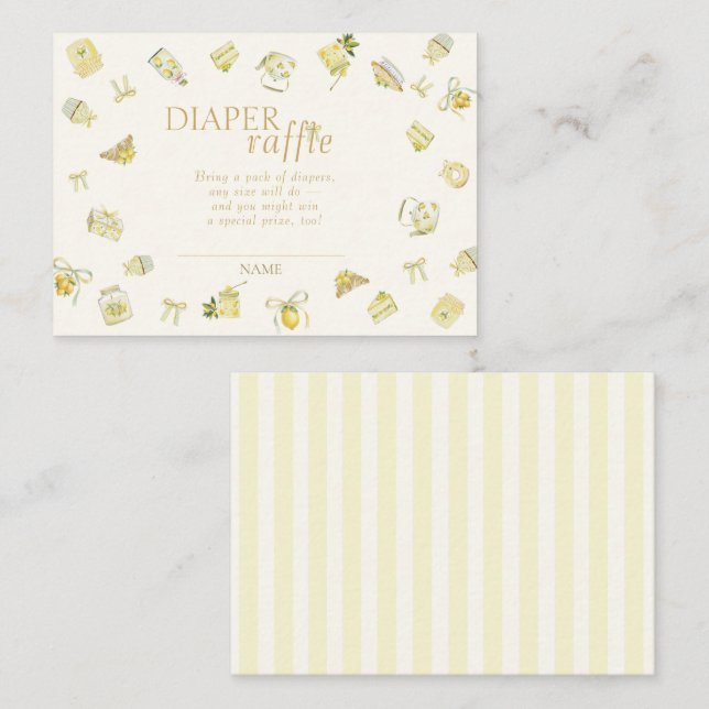 Diaper Raffle Lemon Tea Party Enclosure Card (Front/Back)