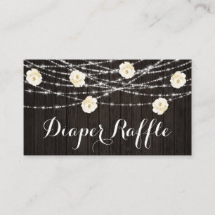 *~* Diaper Raffle Lights Rustic Wood Flowers Enclosure Card