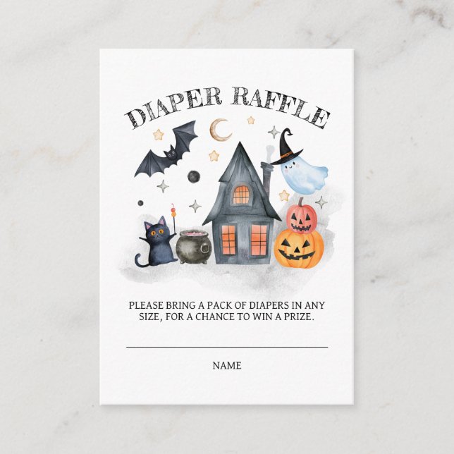 Diaper Raffle Little Boo Halloween Baby Shower  Enclosure Card (Front)