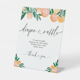 Diaper Raffle Little Cutie Citrus Baby Shower Pedestal Sign