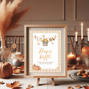 Diaper Raffle Little Pumpkin Boho Fall Baby Shower Poster