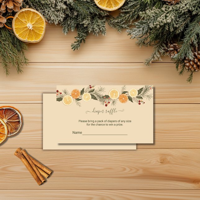 Diaper Raffle Modern Dried Citrus Christmas  Enclosure Card (Creator Uploaded)