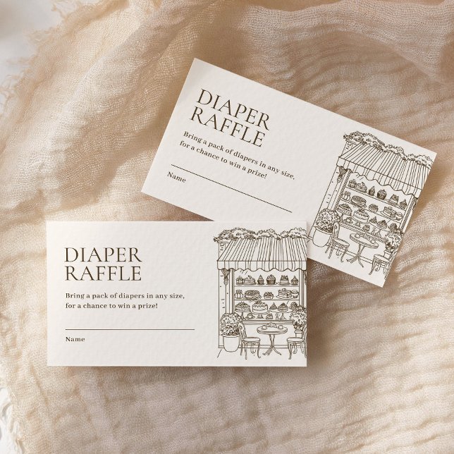Diaper Raffle Paris French Patisserie Baby Shower Enclosure Card (Creator Uploaded)