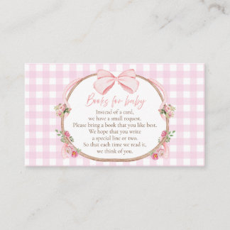 Diaper Raffle Pink Bow Gingham, Bunny Baby Shower Enclosure Card