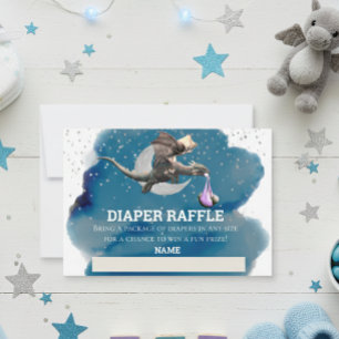 Diaper Raffle Pink Dragon Silver Star Invitation