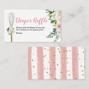 Diaper Raffle Pink Floral Soon to be Whisked Away Enclosure Card