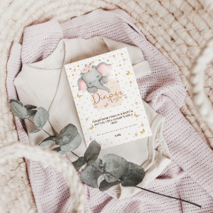 Diaper Raffle Pink Gold Floral Elephant  Enclosure Card