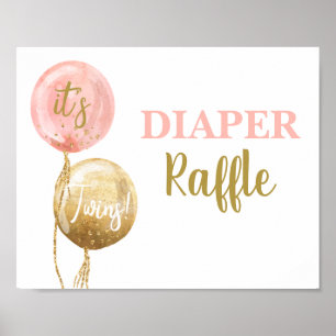 Diaper Raffle pink twin girls sign